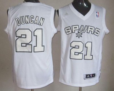Jerseys Factory Cheap Spurs #21 Tim Duncan White Winter On-Court