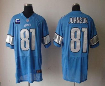 Jerseys Factory Cheap Nike Lions #81 Calvin Johnson Blue Team Co
