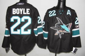 Jerseys Factory Cheap Sharks #22 Dan Boyle Black Embroidered NHL