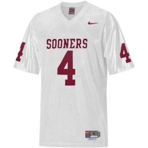 Jerseys Factory Cheap Sooners #4 White Embroidered NCAA Jersey