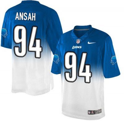 Jerseys Factory Cheap Nike Lions #94 Ziggy Ansah Blue/White Men'