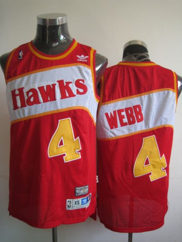 Jerseys Factory Cheap Hawks #4 Spud Webb Red Stitched Throwback