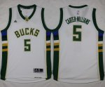 Jerseys Factory Cheap Bucks #5 Michael Carter-Williams White Sti