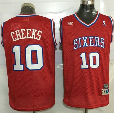 Jerseys Factory Cheap 76ers #10 Maurice Cheeks Red Throwback Sti