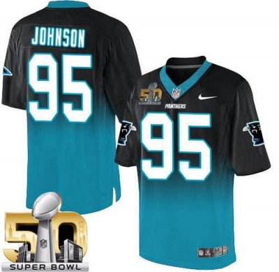 Jerseys Factory Cheap Nike Panthers #95 Charles Johnson Black/Bl