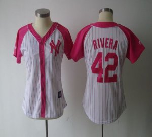 Jerseys Factory Cheap Yankees #42 Mariano Rivera White/Pink Wome