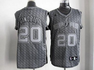 Jerseys Factory Cheap Spurs #20 Manu Ginobili Grey Static Fashio