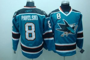 Jerseys Factory Cheap Sharks #8 Joe Pavelski Embroidered Blue NH