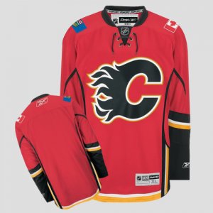 Jerseys Factory Cheap Flames Blank Embroidered Red NHL Jersey