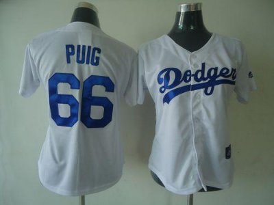 Jerseys Factory Cheap Dodgers #66 Yasiel Puig White Women's Fash
