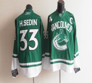 Jerseys Factory Cheap Canucks St Patty's Day #33 Henrik Sedin Gr