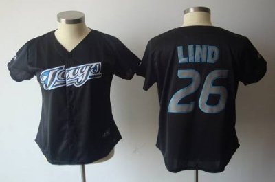Jerseys Factory Cheap Blue Jays #26 Adam Lind Black Women's Fash