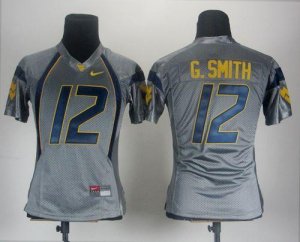 Jerseys Factory Cheap Mountaineers #12 Geno Smith Grey Women's E