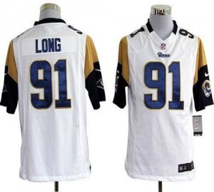 Jerseys Factory Cheap Nike Rams #91 Chris Long White Men's Embro