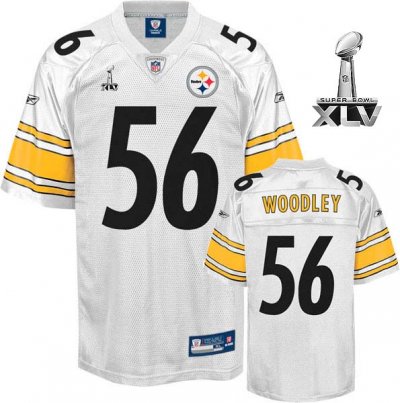 Jerseys Factory Cheap Steelers #56 LaMarr Woodley White Super Bo