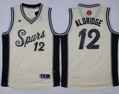 Jerseys Factory Cheap Spurs #12 LaMarcus Aldridge Cream 2015-201