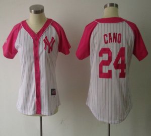 Jerseys Factory Cheap Yankees #24 Robinson Cano White/Pink Women