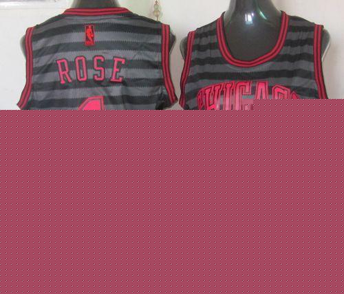 Jerseys Factory Cheap Bulls #1 Derrick Rose Black/Grey Women's G