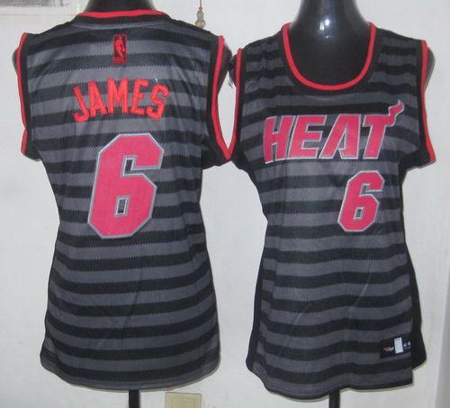 Jerseys Factory Cheap Heat #6 LeBron James Black/Grey Women's Gr