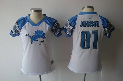 Jerseys Factory Cheap Lions #81 Calvin Johnson White 2011 Women'