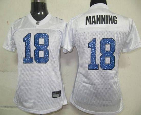 Jerseys Factory Cheap Colts #18 Peyton Manning White Women's Swe