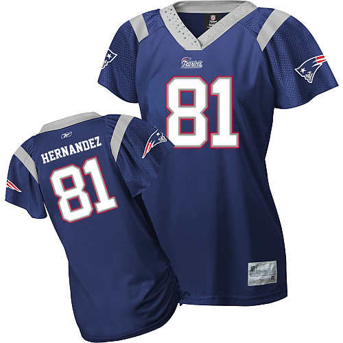 Jerseys Factory Cheap Patriots #81 Aaron Hernandez Blue Women's