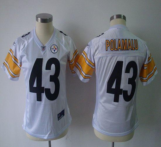 Jerseys Factory Cheap Steelers #43 Troy Polamalu White Women's T