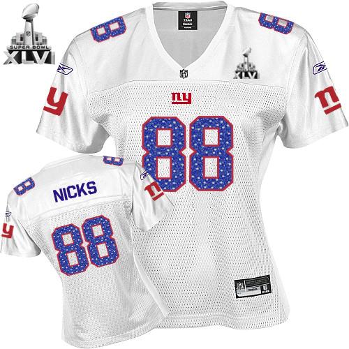 Jerseys Factory Cheap Giants #88 Hakeem Nicks White Women's Swee