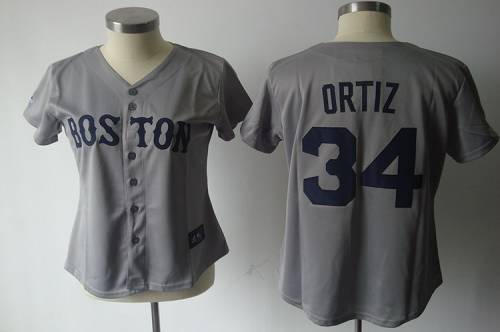 Jerseys Factory Cheap Red Sox #34 David Ortiz Grey Women's Fashi