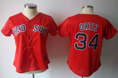 Jerseys Factory Cheap Red Sox #34 David Ortiz Red Women's Fashio