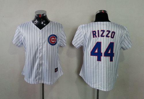 Jerseys Factory Cheap Cubs #44 Anthony Rizzo White(Blue Strip) W