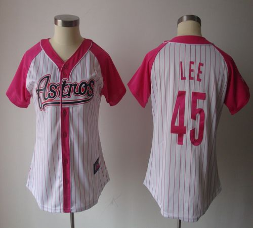 Jerseys Factory Cheap Astros #45 Carlos Lee White/Pink Women's S