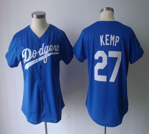 Jerseys Factory Cheap Dodgers #27 Matt Kemp Blue Women's Fashion