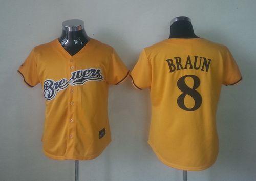 Jerseys Factory Cheap Brewers #8 Ryan Braun Yellow Alternate Coo