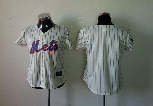 Jerseys Factory Cheap Mets Blank Cream(Blue Strip) Women's Fashi