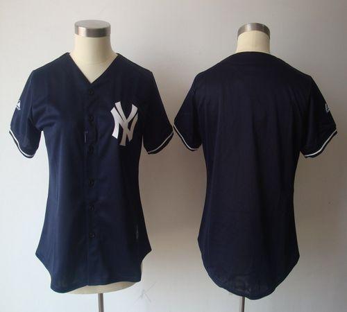 Jerseys Factory Cheap Yankees Blank Navy Blue Women's Fashion Em
