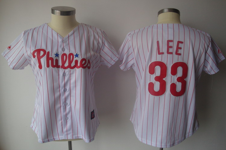 Jerseys Factory Cheap Phillies #33 Cliff Lee White With Red Stri