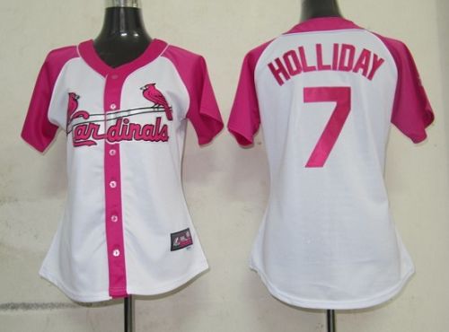 Jerseys Factory Cheap Cardinals #7 Matt Holliday White/Pink Wome