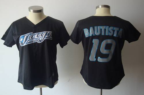 Jerseys Factory Cheap Blue Jays #19 Jose Bautista Black Women's