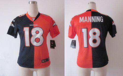 Jerseys Factory Cheap Nike Broncos #18 Peyton Manning Orange/Blu