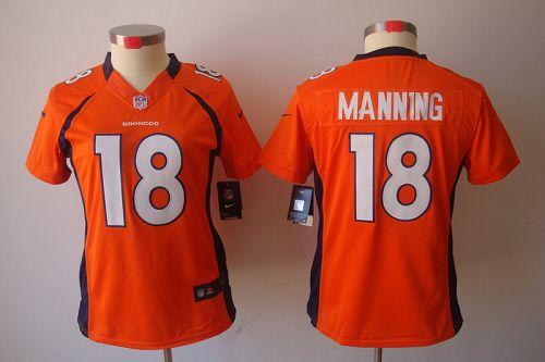 Jerseys Factory Cheap Nike Broncos #18 Peyton Manning Orange Tea