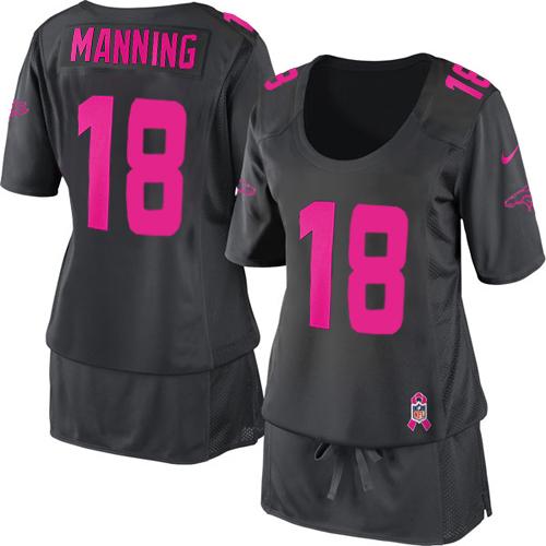 Jerseys Factory Cheap Nike Broncos #18 Peyton Manning Dark Grey