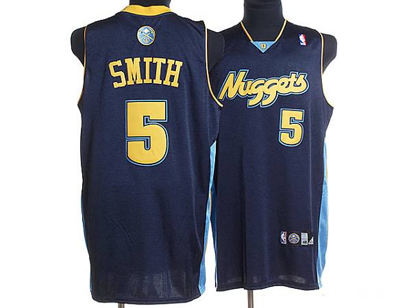 Jerseys Factory Cheap Nuggets #5 J. R. Smith Embroidered Dark Bl