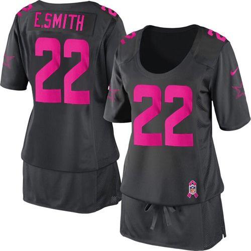 Jerseys Factory Cheap Nike Cowboys #22 Emmitt Smith Dark Grey Wo