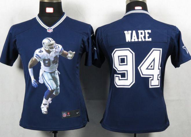Jerseys Factory Cheap Nike Cowboys #94 DeMarcus Ware Navy Blue T