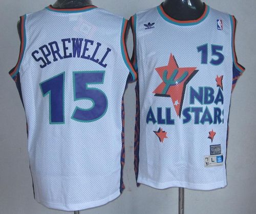 Jerseys Factory Cheap Warriors #15 Latrell Sprewell White 1995 A