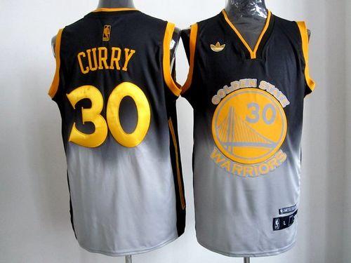 Jerseys Factory Cheap Warriors #30 Stephen Curry Black/Grey Fade