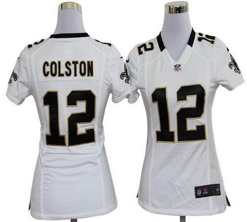 Jerseys Factory Cheap Nike Saints #12 Marques Colston White Wome