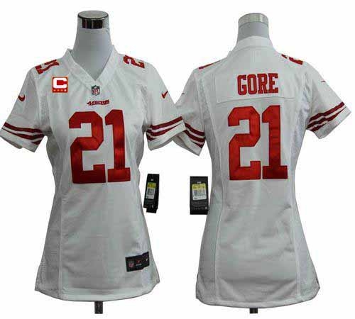 Jerseys Factory Cheap Nike 49ers #21 Frank Gore White With C Pat