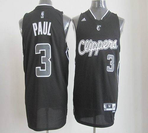 Jerseys Factory Cheap Clippers #3 Chris Paul Black Shadow Embroi